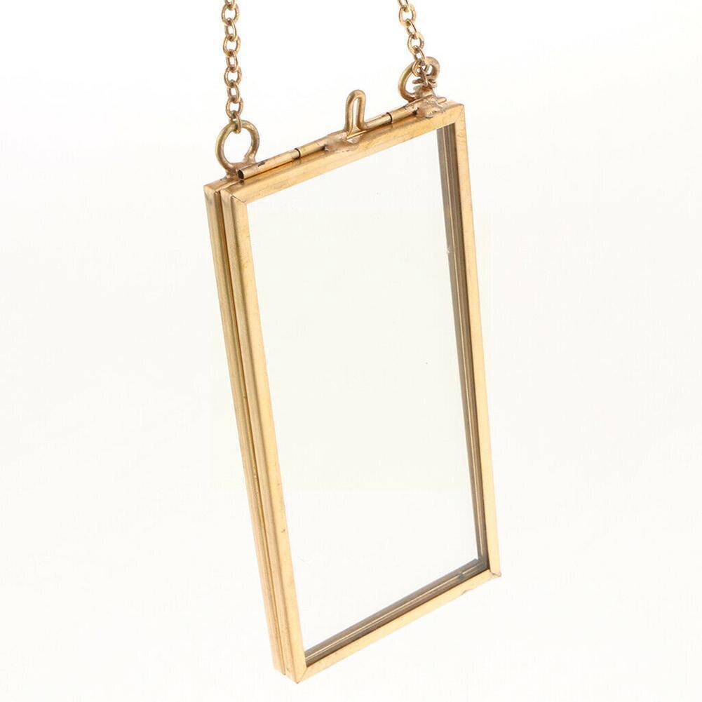 MagiDeal Industrial Style Double Sided Glass Hanging Photo Frame Wall Frame Flower Plant Specimen Portrait Display Frame Holder