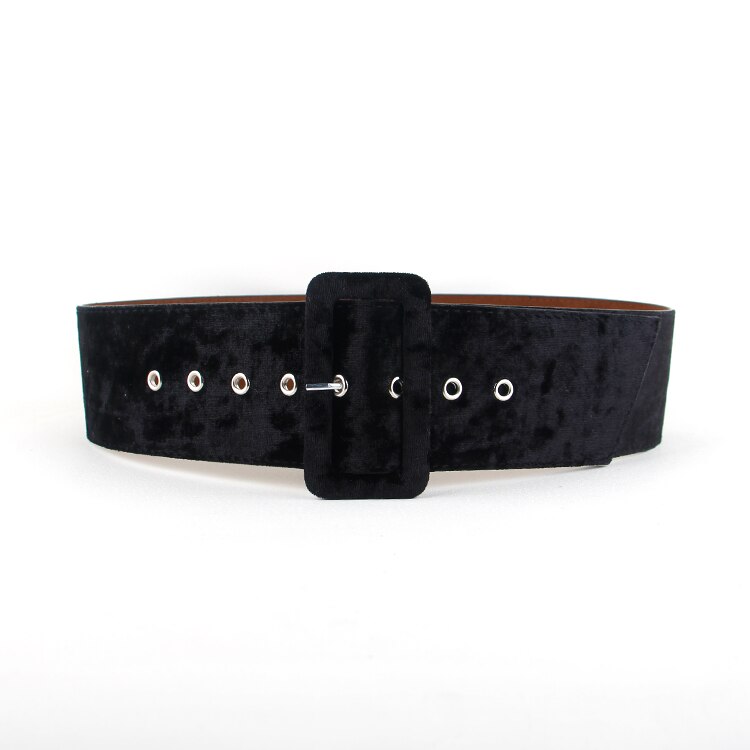 Ceinture Punk Rock pour femmes, avec boucle ardillon argentée, large, pour robe de soirée, en flanelle noire: black / 5cm width