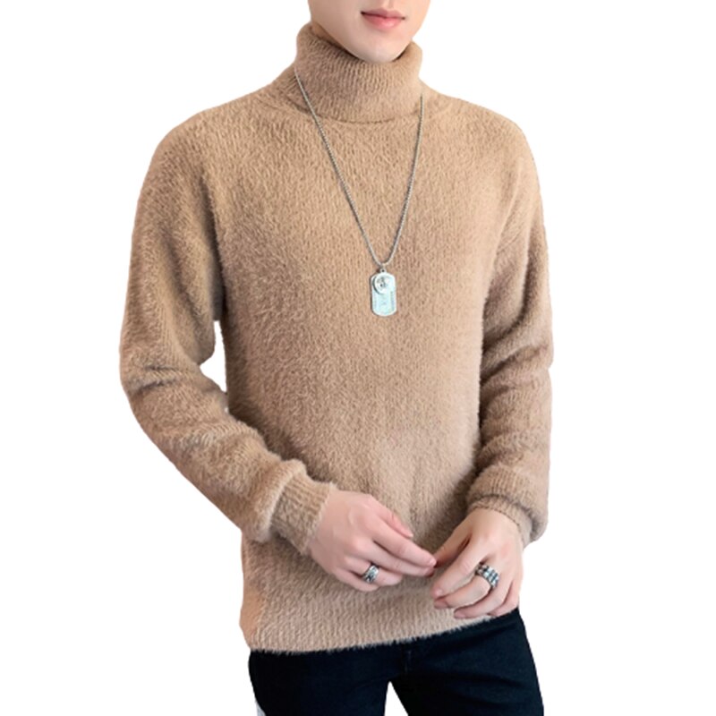 Vintertröja herr polotröja herr solid casual streetwear tröja herr varm stickad tröja herr tröja