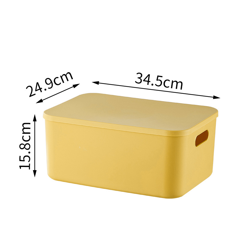 Plastic Storage Box Underwear Toy Stationery Organizer Makeup Jewelry Case Laundry Basket Kitchen Containers for Food with Lids: light yellow