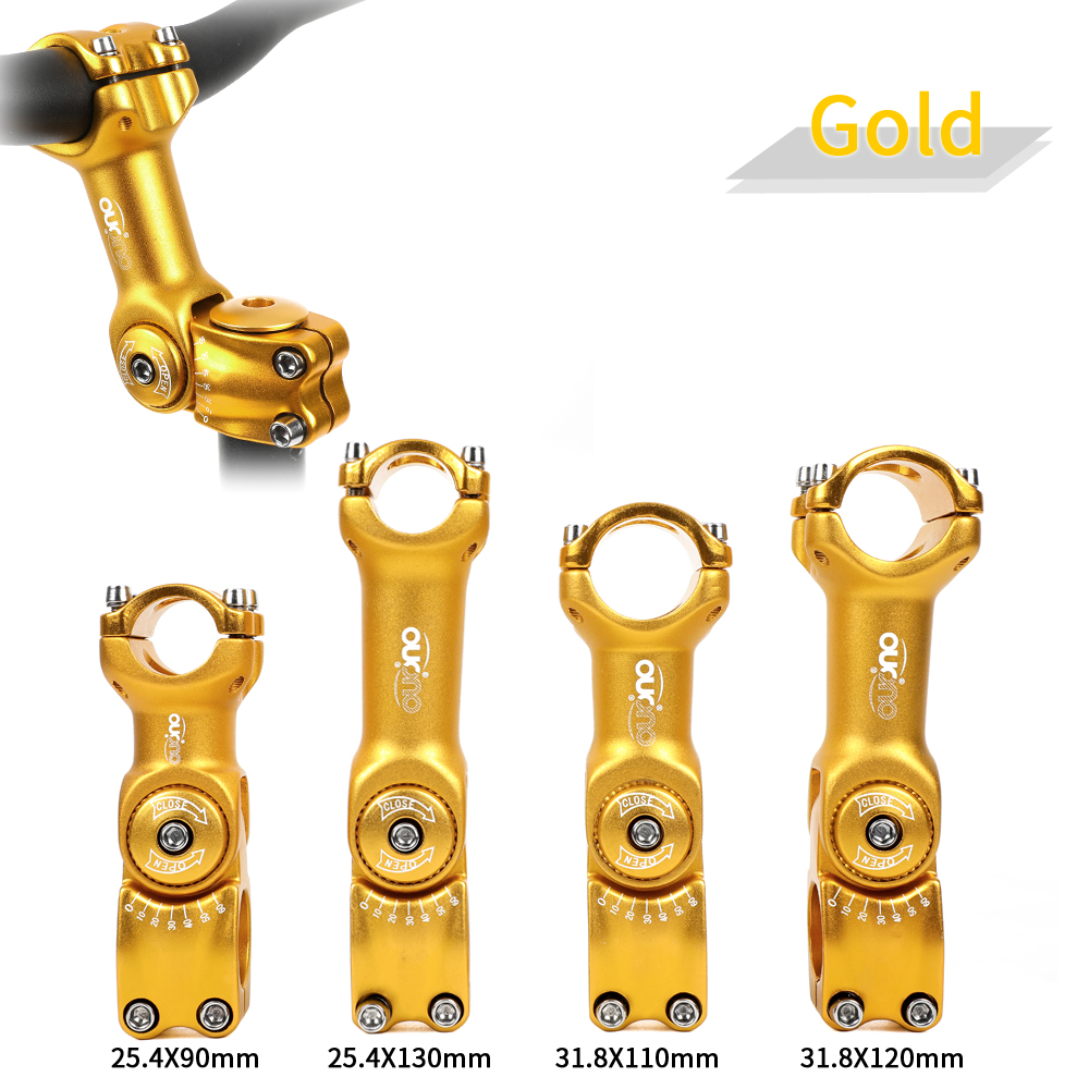 OUO Einstellen Stem 0-60 Grad Bike Lenker Vorbau 25.4/31,8mm Mountain Road Fixie Einstellbare MTB Vorbau 90/110/120/130mm Griff Teil
