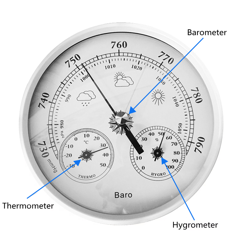 Analog Wall Barometer Thermometer Hygrometer Temperature Humidity Monitor Air Atmospheric Pressure Meter for Home use