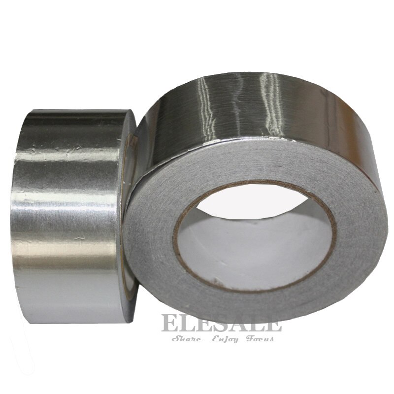 50M 1 Roll Waterdichte Zelfklevende Aluminiumfolie Tape Warmte Isolatie Vlam Slip Waarschuwing Tape Voor Buis Lek repareren