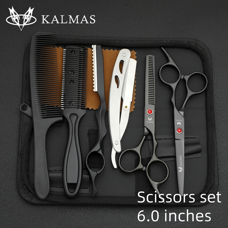 Kalmas kappersschaar set 6.0, kappersschaar set voor het knippen en uitdunnen van haar, salongereedschap: Multi