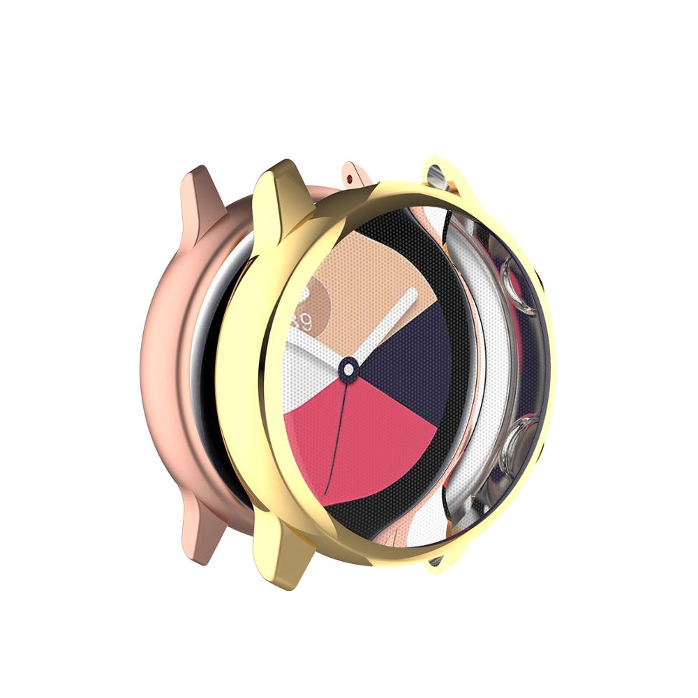 Galaxy watch actieve case voor Samsung galaxy watch actieve cover/r500 plating kleurrijke Transparante TPU soft case anti-fall cove: Electroplating gold