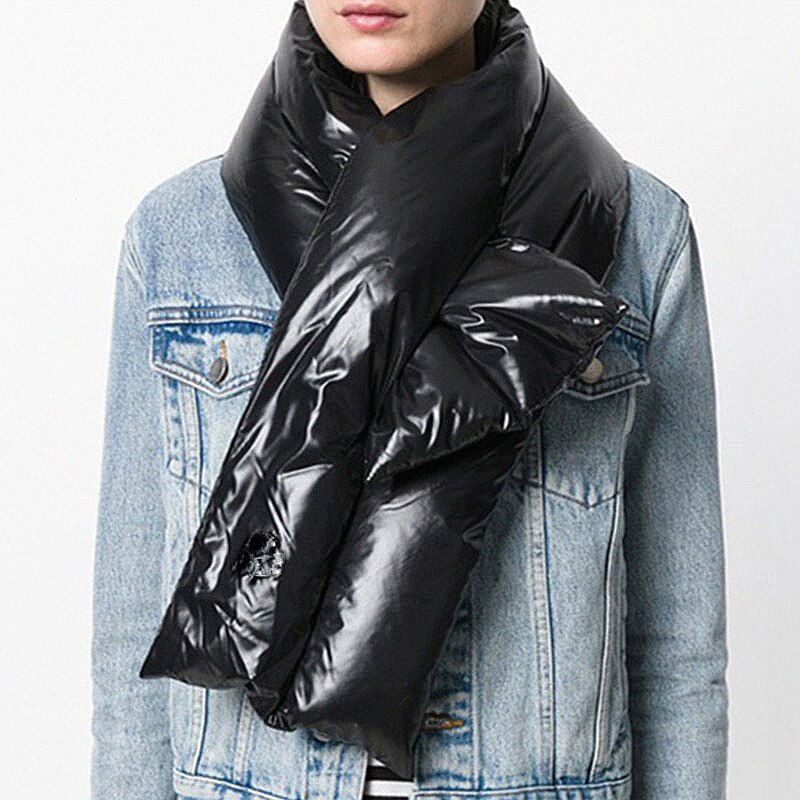 Kvinder mænd dun fjer bomuld tørklæde vinter varm tyk krave ring afslappet tørklæde udendørs ensfarvet par elskere tørklæder