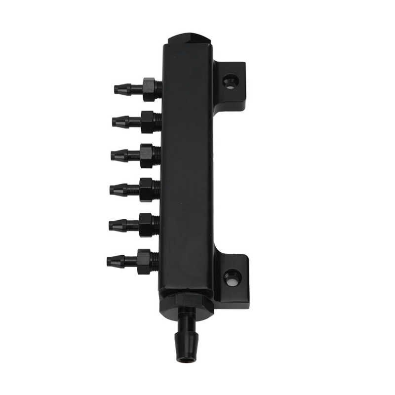 Car Automobile Intake Manifold 6 Port Vacuum Intake Manifold Turbo Wastegate Boost Kit 3/8in Inlet Outlet 1/8in Vacuum Ports