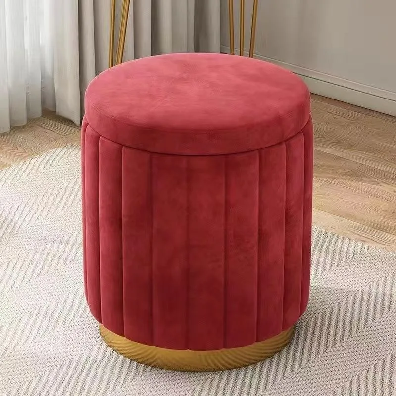 Light Luxury Round Makeup Stools Stools Chairs Bedrooms Sofas Side Stools Dressing Stool Vanity Chairs Storage Bench: PURPLE