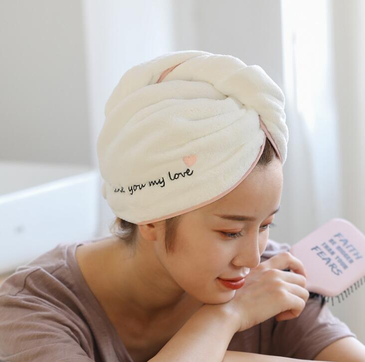 Sneldrogende Salon Handdoek Hoed Microvezel Quick Dry Tulband Super Absorberende Cap Magic Hair Voor Sneldrogende Bad Douche zwembad Wrap: pink love