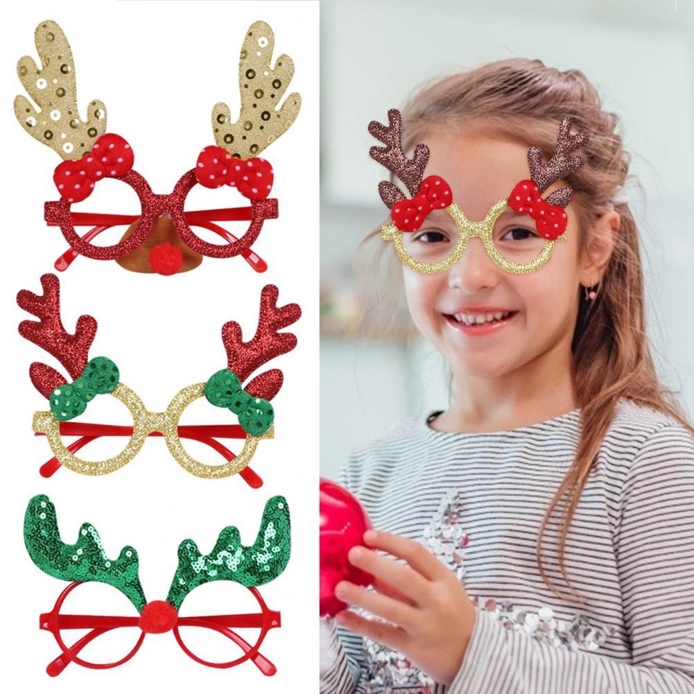 Kerst Decoratie Glazen Anti-Vervormen Plastic Strik Antlers Rode Neus Hoofd Xmas Glazen Kerst Brillen Voor Tiener