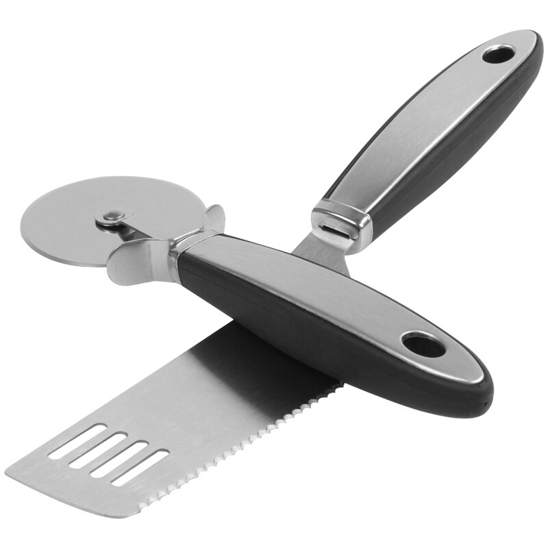 Rustfrit stål pizza cutter, premium pizza hjul ultra skarp pizza skiver ergonomisk skridsikker håndtag med pizza sh