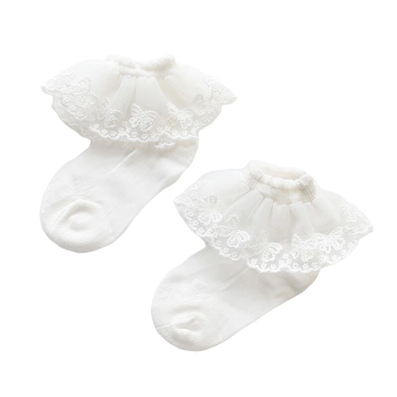 Baby Girl Frilly Lace Tutu Socks Breathable Infant Newborn Toddler Lace Ruffle Ankle Socks Baby Stuff Kids: White / S