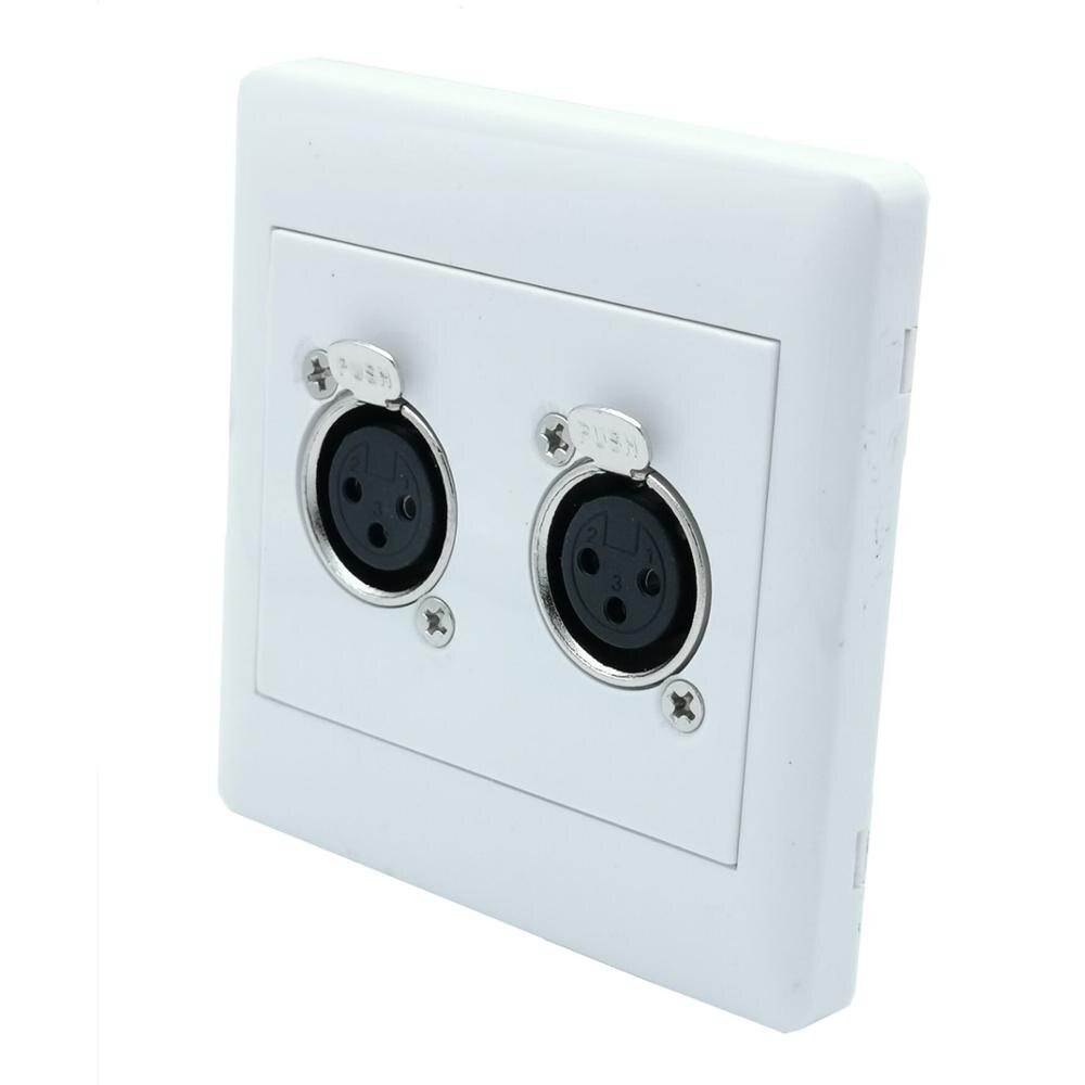 Wall Plate with Dual XLR 3-Pin Female Microphone Connector 86*86mm