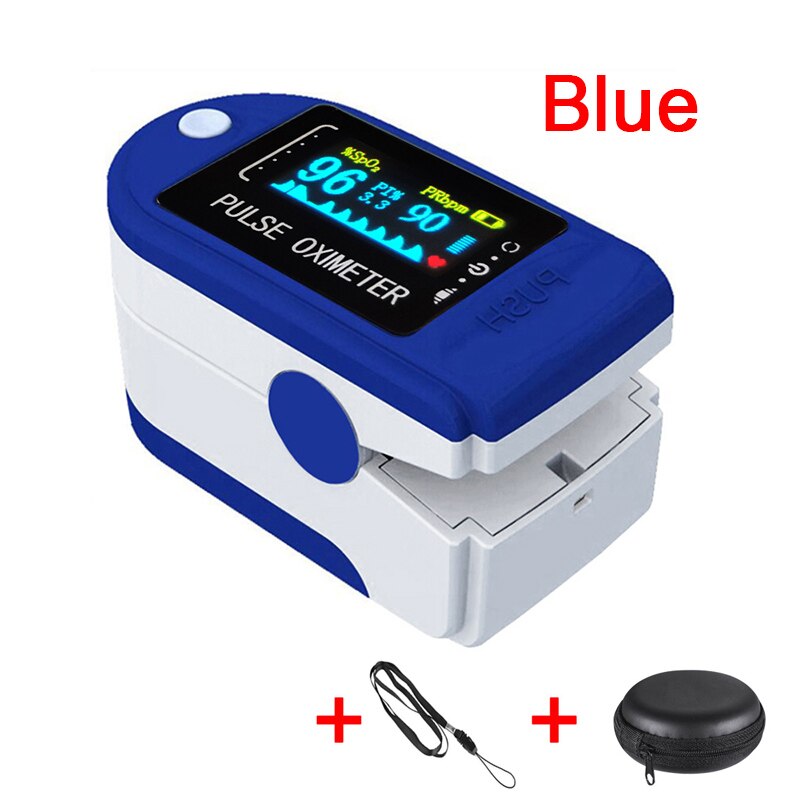 Oxímetro Oled SPO2 PR PI RR De pulso De Dedo con oxímetro De ritmo respiratorio Dedo con caja: Blue box