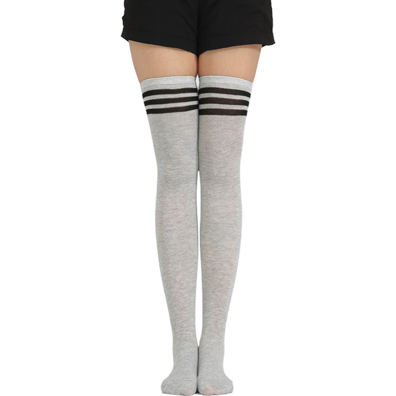 JK-medias de Cosplay para mujer, calcetines largos de Color amarillo y blanco, calcetines largos por encima de la rodilla hasta el muslo, calcetines de compresión para mujer: Negro