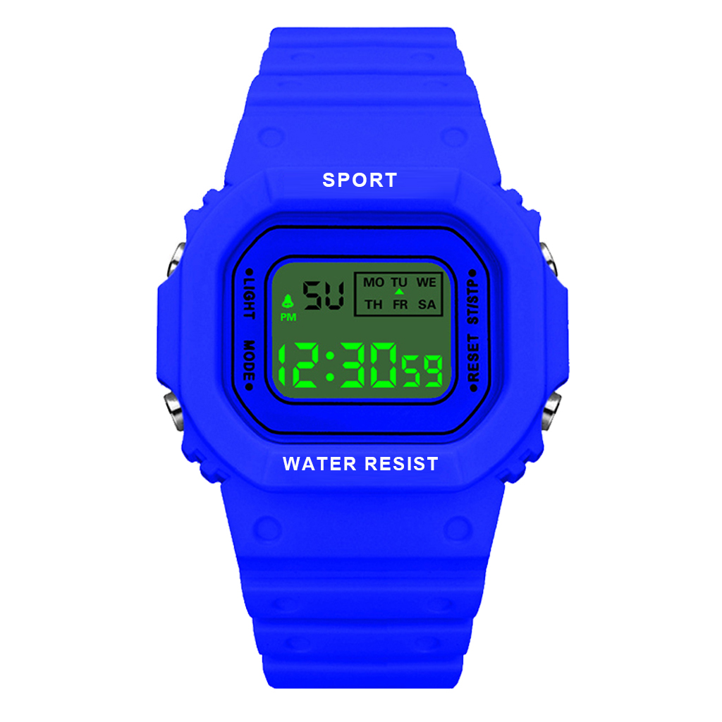 YIKAZE LED Digital Watches for Boys and Girls Transparent Strap Student Electronic Watch Waterproof Alarm Clock Kids Sport Watch: PURPLE