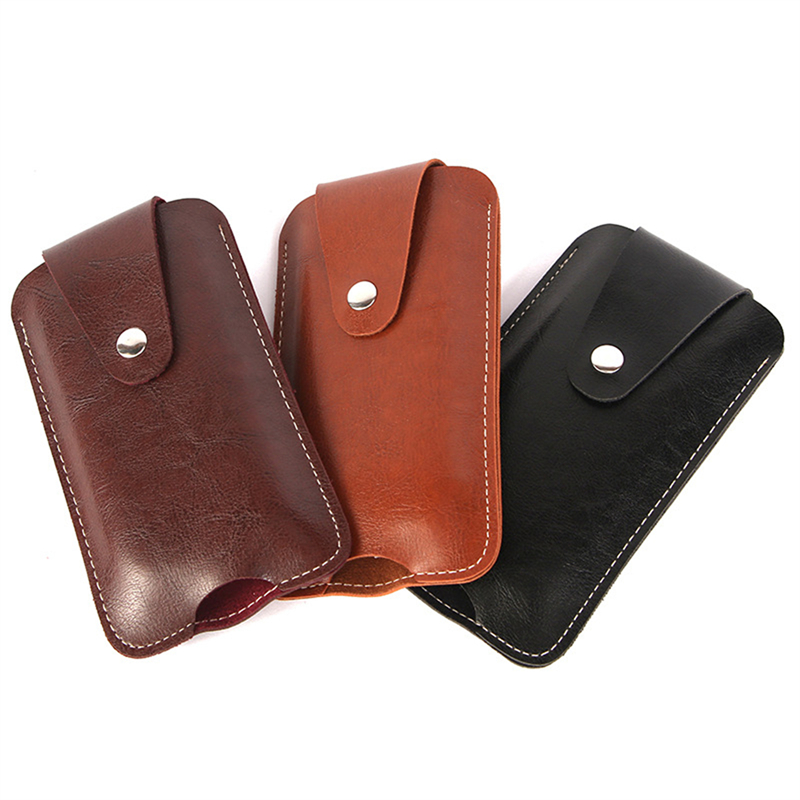 Leren telefoon heuptasje met haaksluiting, retro multifunctioneel telefoontasje met gesp