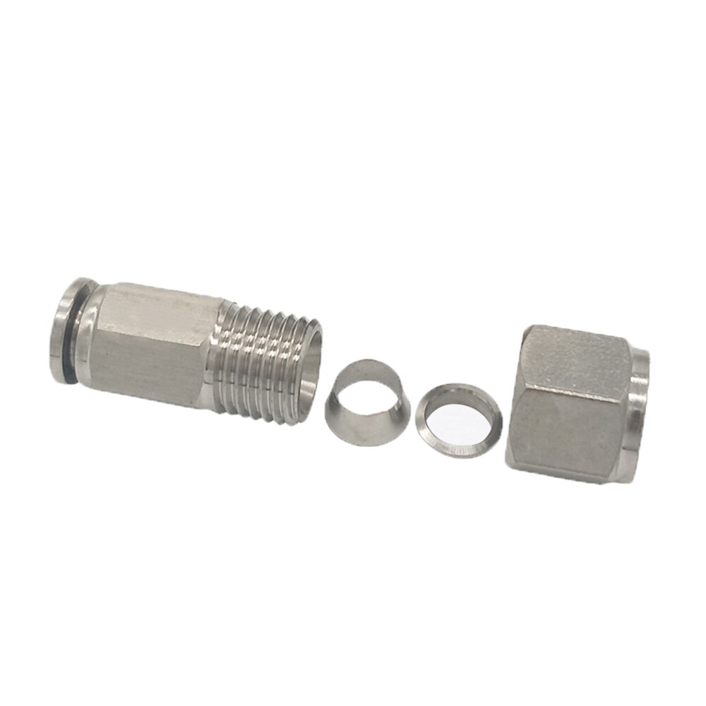 6 8 10 12 14 16mm Push In x Double Ferrule Compression Unin Pneumatic 304 Stainless Steel Quick Connector Release Air Fitting