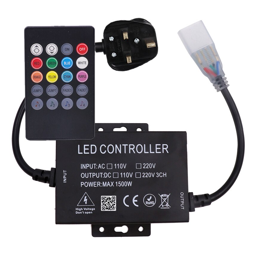 Regulador de intensidad con Bluetooth para música, 750W, 1500W, 110V, EE. UU., 220V, UE, AU, Reino Unido, 5050 V, tira de luces LED de neón, controlador con aplicación para IOS y Android