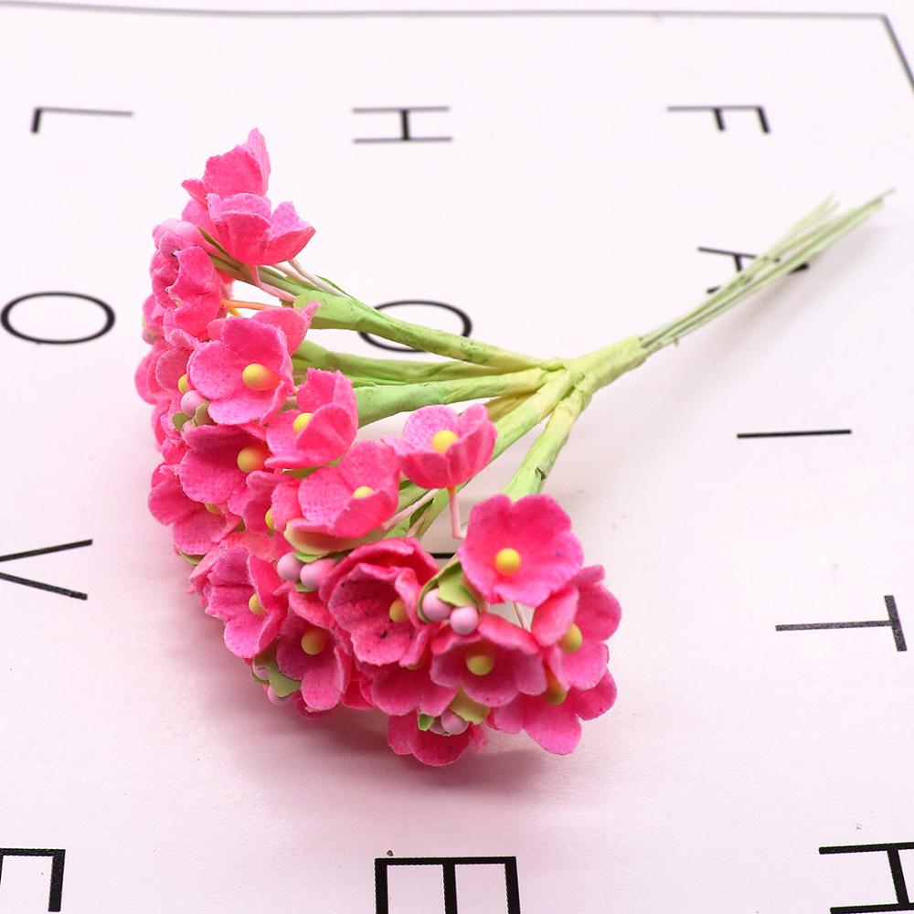 8 Stuks/40 Heads 1 Cm Mini Papieren Bloemen Rozen Boeket Kunstmatige Bloem Goedkope Bruiloft Decoratie Voor Scrapbooking Diy flores