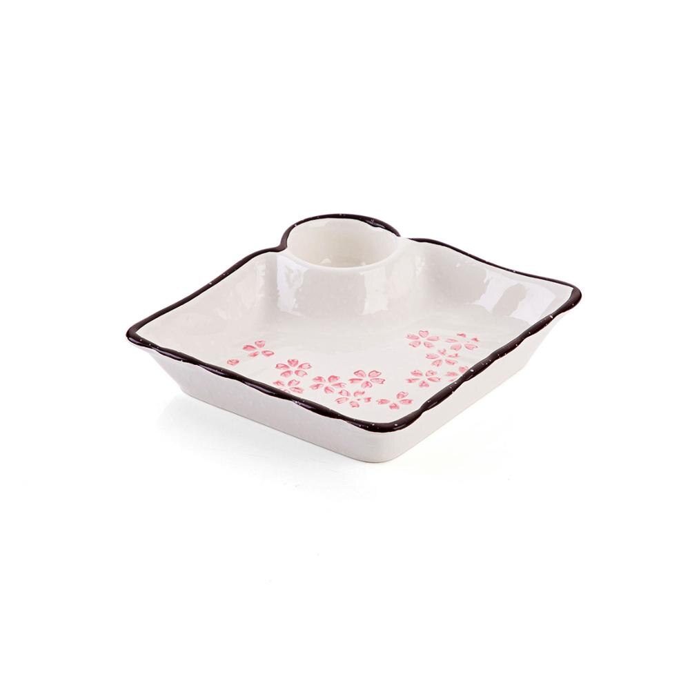 Plato de cerámica para Dumplings, tazón de Sushi, plato de salsa, vajilla de cocina, platos de cena, postre, fruta, bandeja de plato de Sushi: Amarillo claro