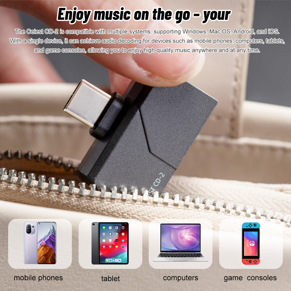 Celest CD-2 Draagbare DAC Type-C naar 3,5 mm 4,4 mm Audio HiFi Koptelefoon Decoder Hoofdtelefoonversterker voor Android iOS Mac Win10