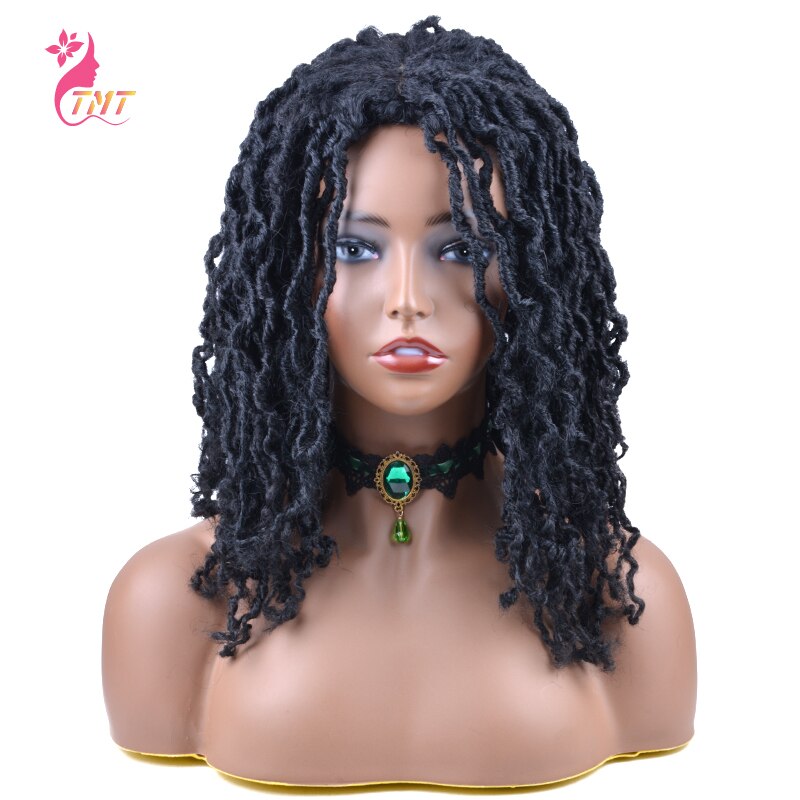 Nu Faux Locs Synthetic Crochet Wig With Curly Ends for Black Women Goddess Soft Locs Braided Wigs: 1B