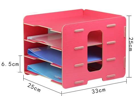 Wooden desktop book storage office document column frame frame A4 paper 4-layer multi-layer information rack