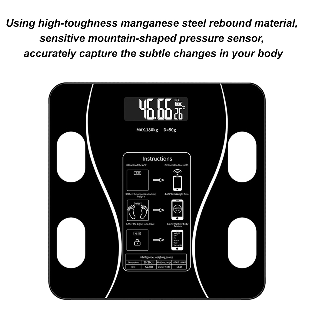 Bluetooth Bathroom Smart Scales Body Fat Balance Digital Weight Weighing Scale Wireless APP Floor Balance Charging And Battery