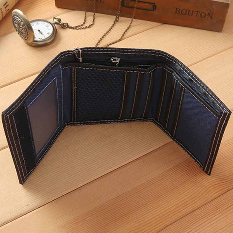 Portefeuille en toile pour homme porte-carte de crédit porte-clés porte-monnaie poche à langer
