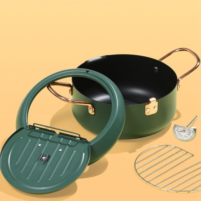 Kitchen Deep Frying Pot Thermometre Control Fryer Pan Temperature Control Fried Chicken Pot Cooking Tools Cookice