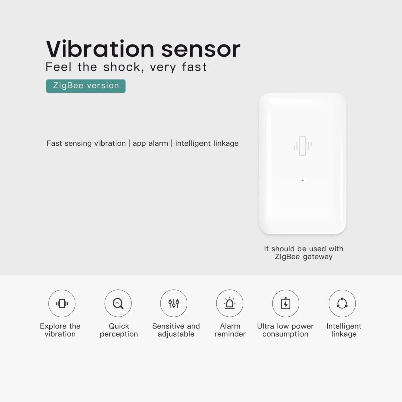 Tuya Smart Zigbee Smart Vibration Sensor Smart Vibration Sensor Mobile Phone Remote Alarm Anti-theft Vibration Alarm smart home