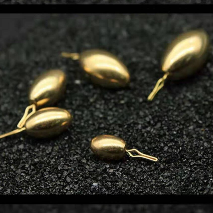 JIGEECARP 5pcs Fishing Bullet Weights Stainless Brass Slip Sinker For Hook Lure Texas Rig Non-Lead Brass Weight Sinker Accessory