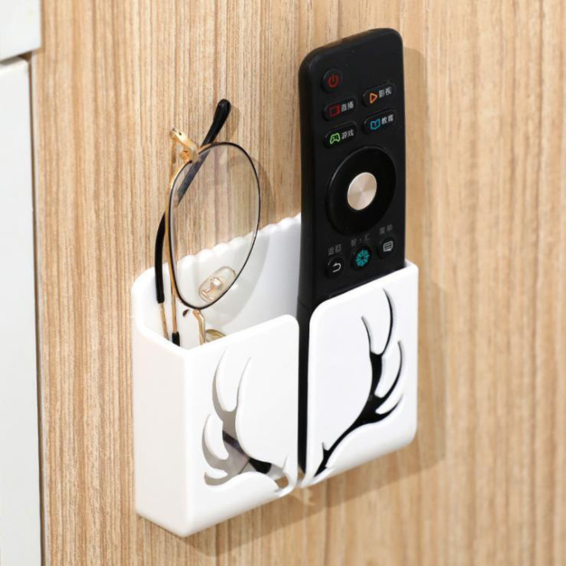 Wall Mounted Storage Organizer Box Remote Control Organizer Case Mobile Phone Plug Charging Holder Rack Home Multifunction Stand