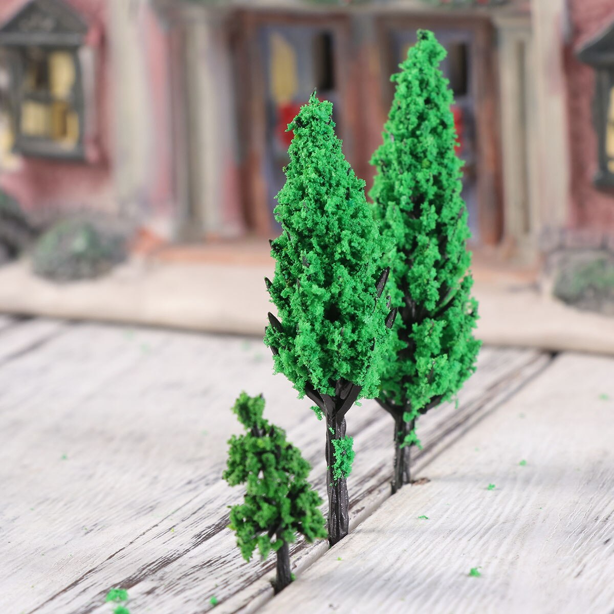 50 szt. Drzewa modele park sosna topola las pagoda miniaturowa Diorama mikro układ dekoracja z krajobrazami miniatury drzewa Model
