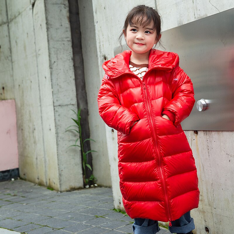 Kids Meisjes Jas Kleding Kinderen Donsjack Jongens En Meisjes Tiener Baby Herfst Winter Lange Hooded Warme Jas Bovenkleding: Rood / 120(5T)