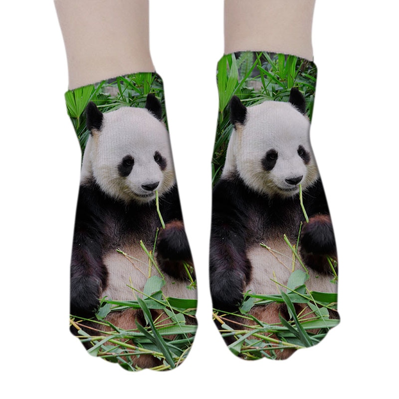 Casual, coole panda-patroon harajuku sokken voor dames, hipster, grappige katoenen korte sokken, vrouwelijke kunst, lage dunne sokken