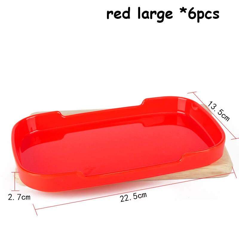 Rectangle Plates Colorful Trays Food Containers Korean Restaurant Roast Vegetable Cafe Kitchen Utensils Christmas Tableware 6pcs: Red Large