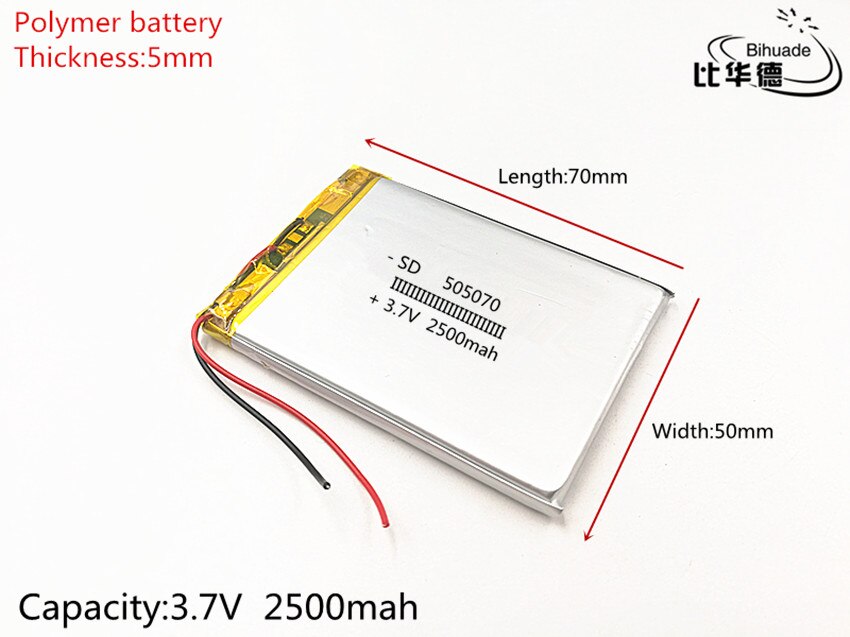 3.7 V 2500 mAh 505070 Lithium Polymeer Li-Po li ion Oplaadbare Batterij cellen Voor Mp3 MP4 MP5 speelgoed mobiele bluetooth