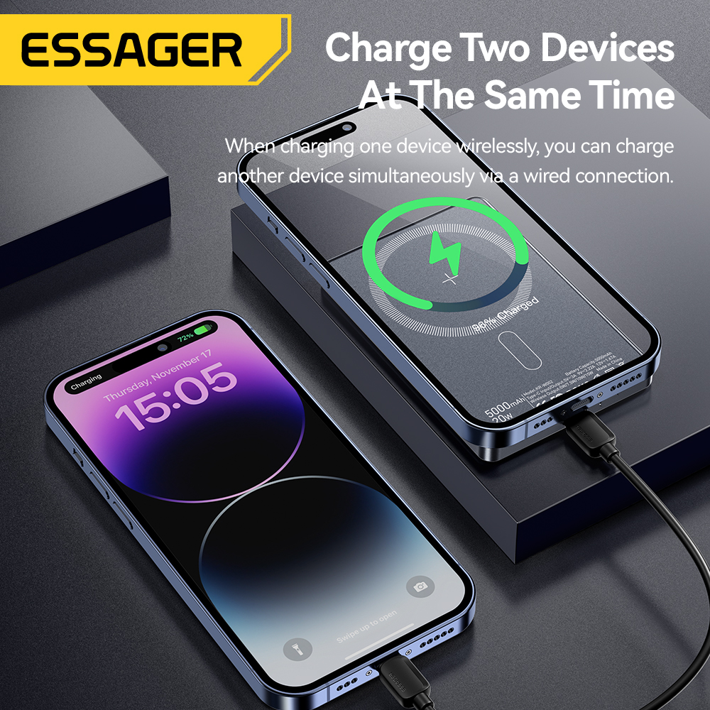 Essager Dunne Draadloze Power Bank Magnetische 20W 5000mAh Draagbare Snel Opladen Externe Batterij voor Magsafe Voor iPhone 16 15 14 13