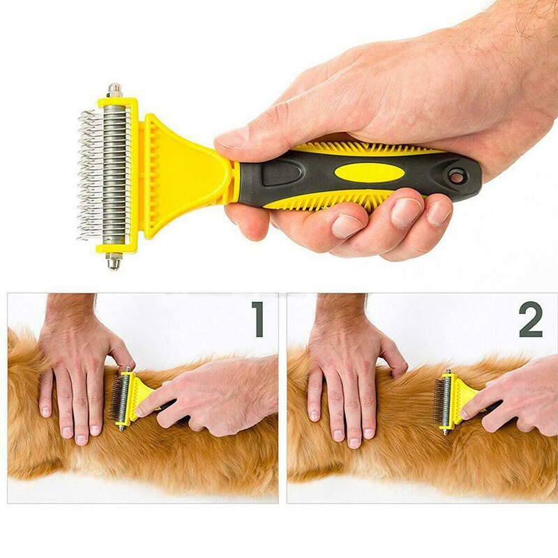 3- i -1 kæledyr hund kat nedbrydning brudgom afskalning værktøj hår kam børste rive bedste pris