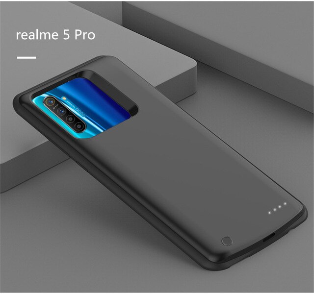 6500mAh Battery Charger Cases for OPPO Realme X2 XT Battery Case Power Bank Cover For OPPO Realme 5 Pro Realme Q Charging Cases: Realme 5 Pro Black