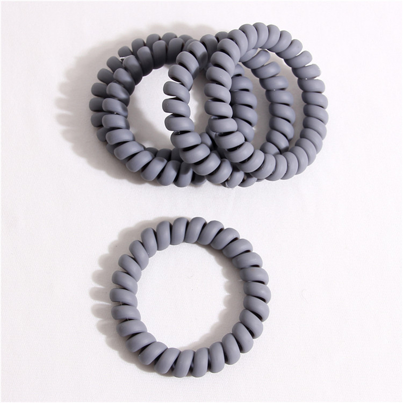 5/20PCS Frosted Colored Telephone Wire Elastic Hair Bands For Girls Headwear Ponytail Holder Rubber Bands Women Hair Accessories: Grey