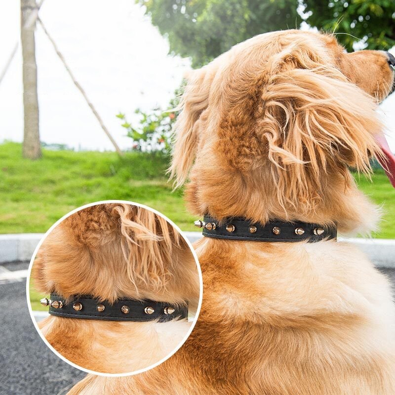 Cool Spiked Dog Collars For Studded Padded Leather Small Dogs Pitbull Terrier Adjustable Pet Necklace Dog Cat Leather CollarLLLL