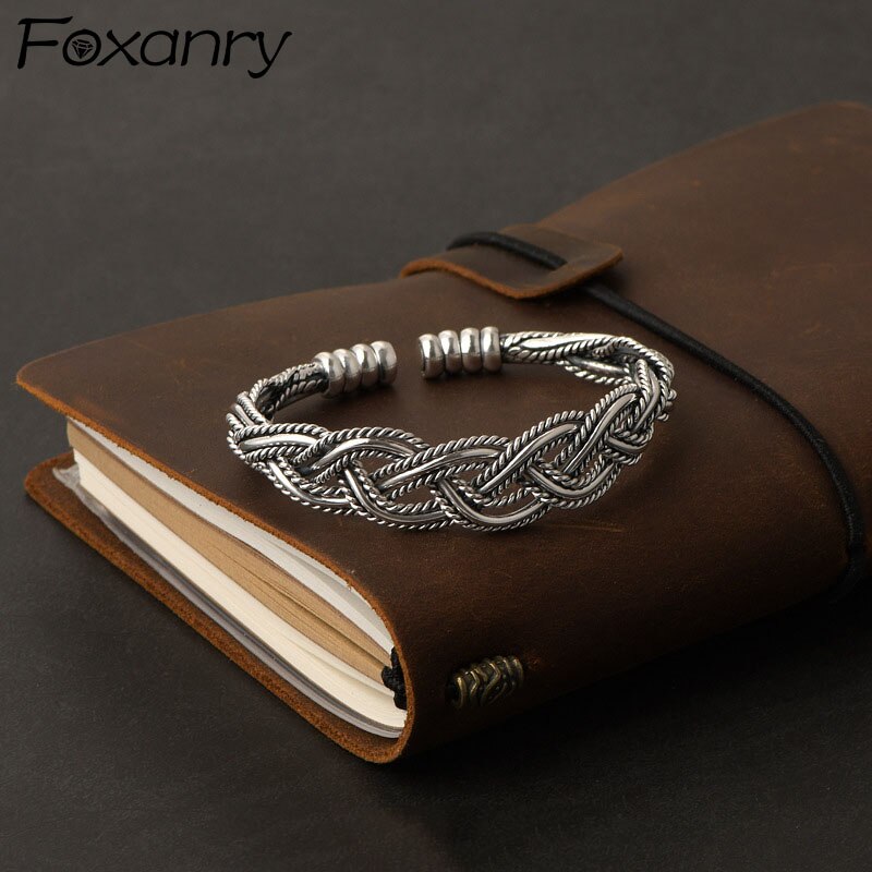 FOXANRY New 925 Stamp bracciali 2021 Trendy elegante creativo Hollow Twist Design Open Bangles Party Jewelry Lover Gift