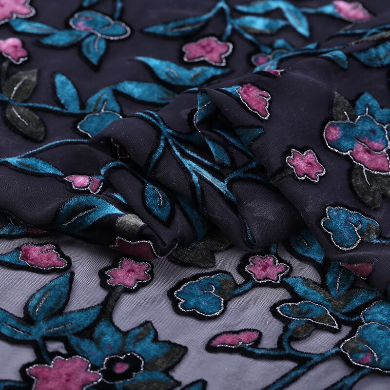 114cm burnout sammet sidentyg perspektiv klänning tyg fjäril cheongsam siden sammet tyg sidenduk