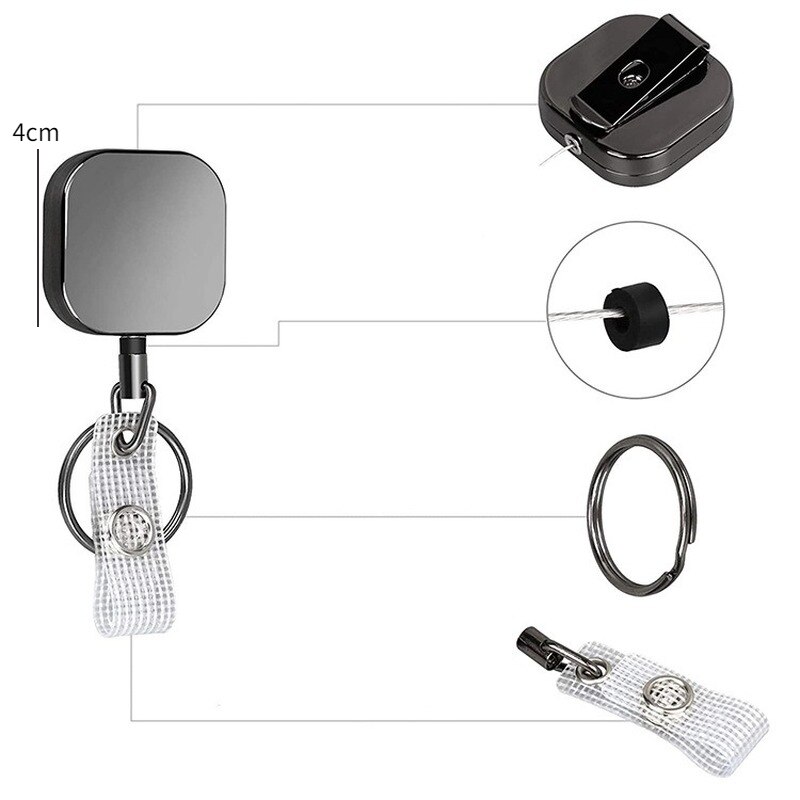 Carrete retráctil de Metal para insignia, accesorio con llavero bonito, cubo electrochapado, porta tarjetas, suministros de negocios, 1 Uds.