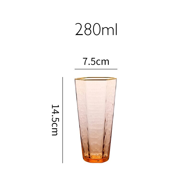Japan Orange Color Wine Glass Geometric Hexagonal Champagne Goblet Tequila Whiskey Wine Glasses Home Barware: ORANGE 280ml