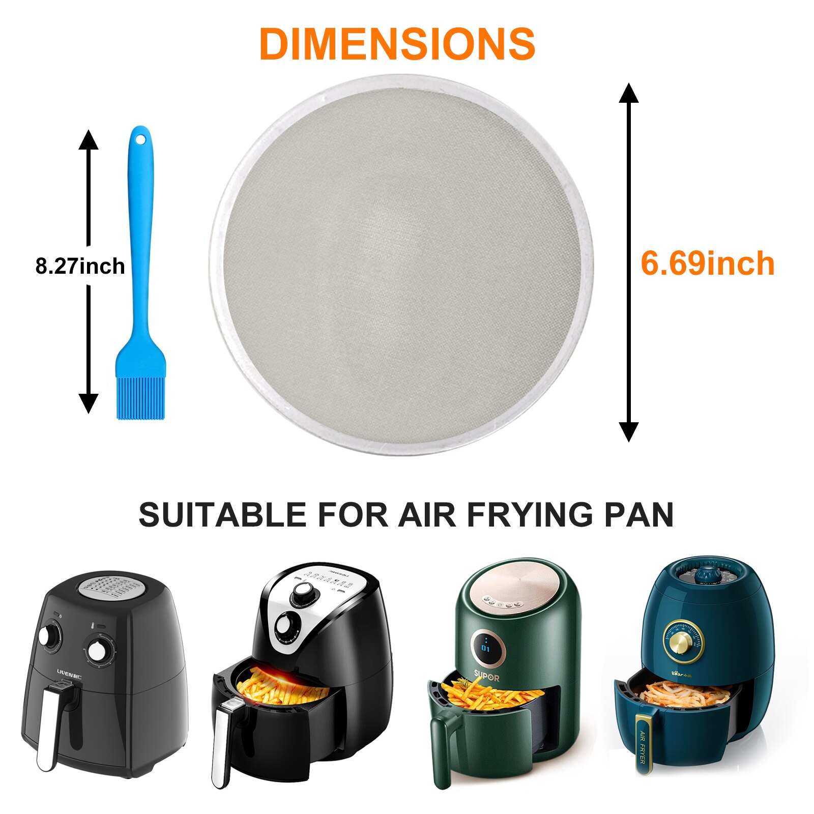 Air Fryer Accessories Splash Screen Oil-Proof Net Stainless Steel Oil Splash Lid Fine Mesh Air Frying Pot Splatter Screen Guard