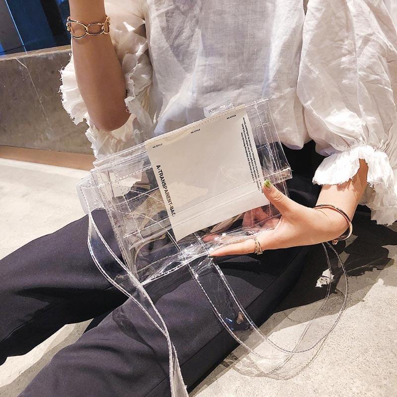 Damskie torebki na ramię przezroczysty PVC pas posłaniec torby letnie dziewczyny przezroczysta torba z klapką na co dzień Bolsa Feminina torba na zakupy